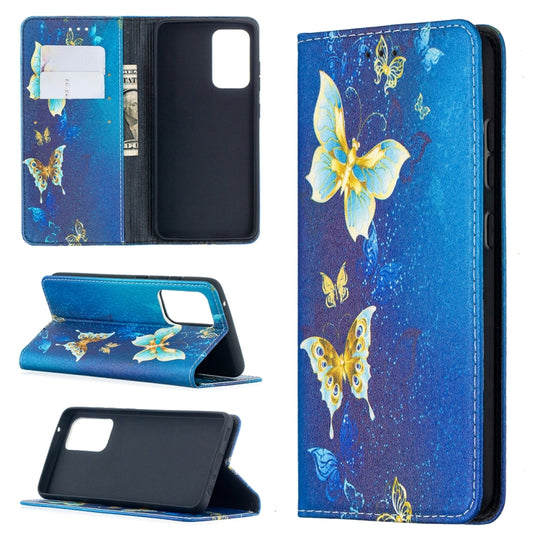 Pour Samsung Galaxy A52 5G/4G Motif de dessin coloré Étui en cuir PU à rabat horizontal magnétique invisible avec support et fentes pour cartes et portefeuille (Kingdee)