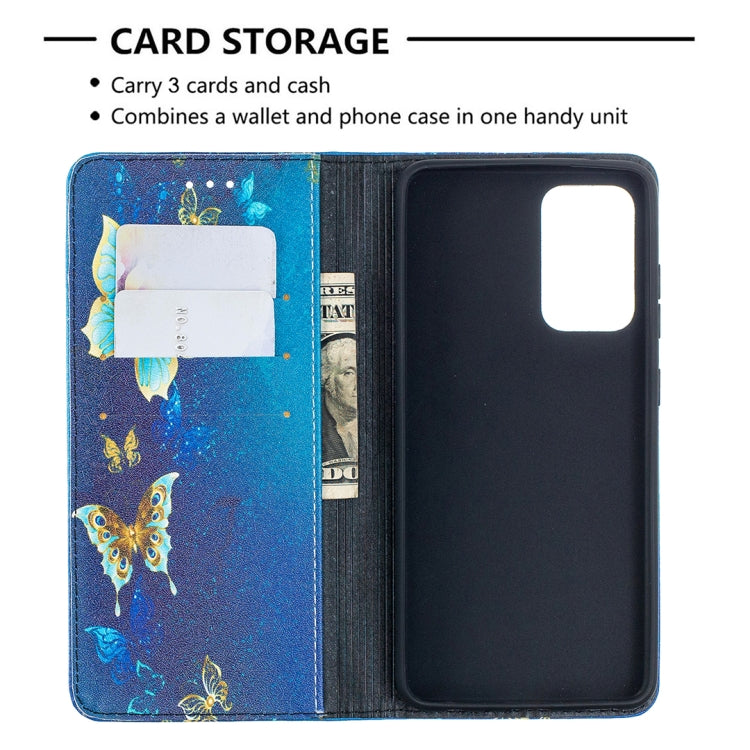 For Samsung Galaxy A52 5G/ 4G Colored Drawing Pattern Invisible Magnetic Horizontal Flip PU Leather Case with Holder & Card Slots & Wallet(Kingdee) by buy2fix