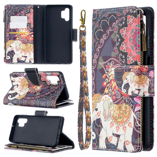 For Samsung Galaxy A32 5G Colored Drawing Pattern Zipper Horizontal Flip Leather Case with Holder & Card Slots & Wallet(Flower Elephants) by buy2fix