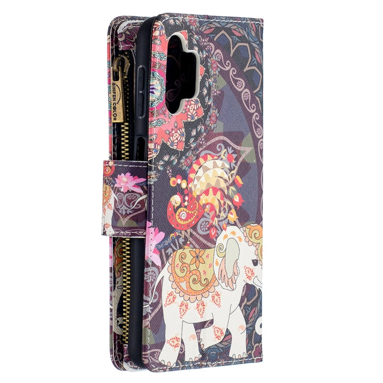 For Samsung Galaxy A32 5G Colored Drawing Pattern Zipper Horizontal Flip Leather Case with Holder & Card Slots & Wallet(Flower Elephants) by buy2fix