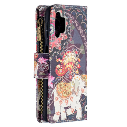 For Samsung Galaxy A32 5G Colored Drawing Pattern Zipper Horizontal Flip Leather Case with Holder & Card Slots & Wallet(Flower Elephants) by buy2fix