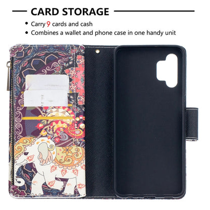 For Samsung Galaxy A32 5G Colored Drawing Pattern Zipper Horizontal Flip Leather Case with Holder & Card Slots & Wallet(Flower Elephants) by buy2fix