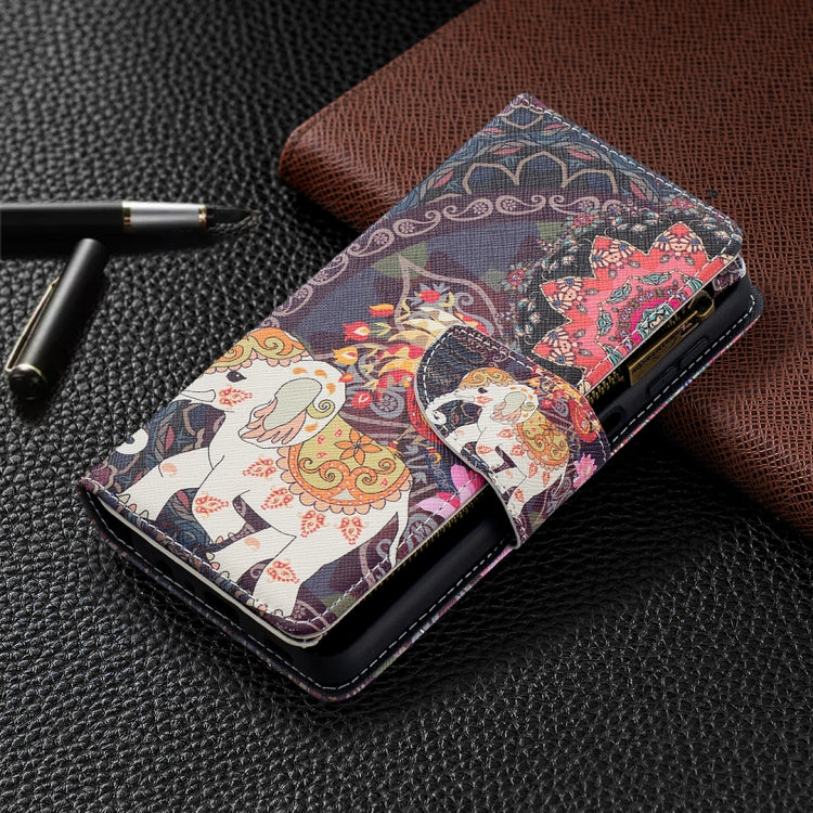 For Samsung Galaxy A32 5G Colored Drawing Pattern Zipper Horizontal Flip Leather Case with Holder & Card Slots & Wallet(Flower Elephants) by buy2fix