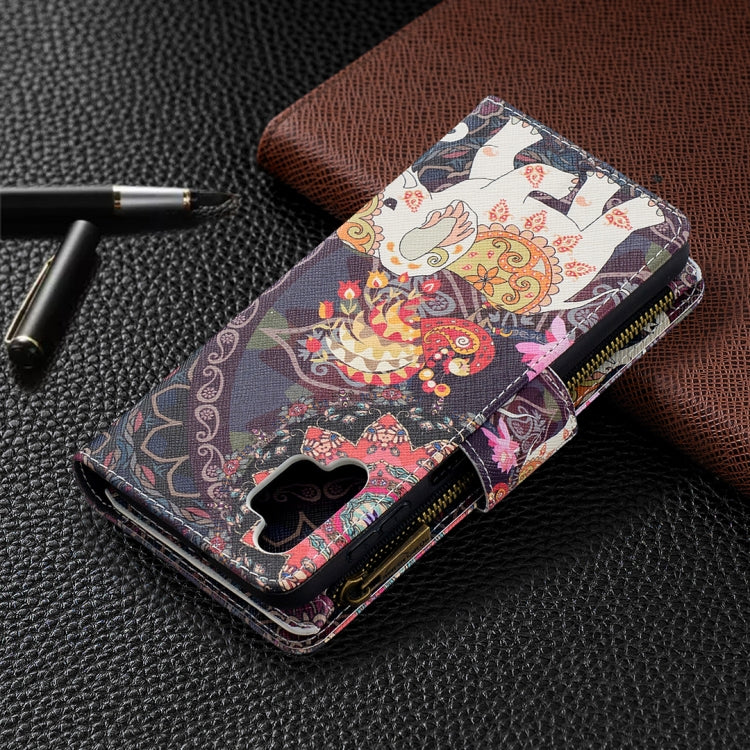 For Samsung Galaxy A32 5G Colored Drawing Pattern Zipper Horizontal Flip Leather Case with Holder & Card Slots & Wallet(Flower Elephants) by buy2fix
