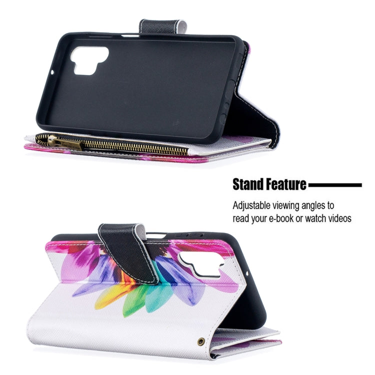 For Samsung Galaxy A32 5G Colored Drawing Pattern Zipper Horizontal Flip Leather Case with Holder & Card Slots & Wallet(Sun Flower) by buy2fix