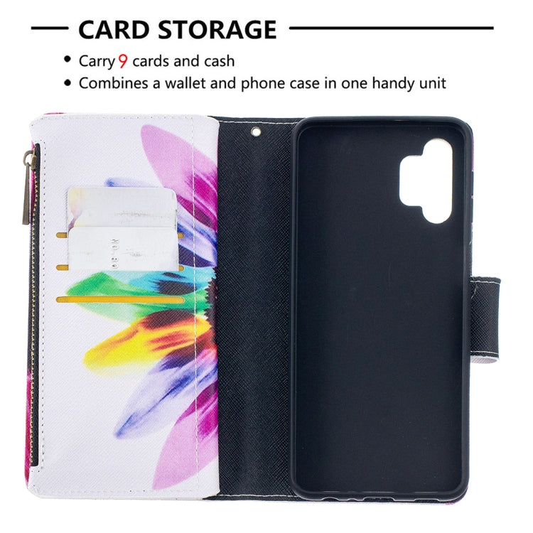 For Samsung Galaxy A32 5G Colored Drawing Pattern Zipper Horizontal Flip Leather Case with Holder & Card Slots & Wallet(Sun Flower) by buy2fix