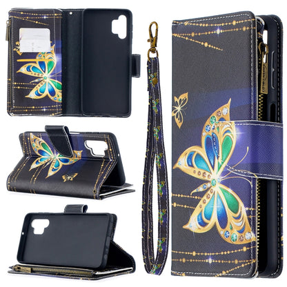 For Samsung Galaxy A32 5G Colored Drawing Pattern Zipper Horizontal Flip Leather Case with Holder & Card Slots & Wallet(Big Butterfly) by buy2fix
