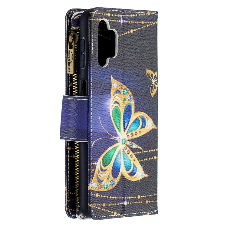 For Samsung Galaxy A32 5G Colored Drawing Pattern Zipper Horizontal Flip Leather Case with Holder & Card Slots & Wallet(Big Butterfly) by buy2fix