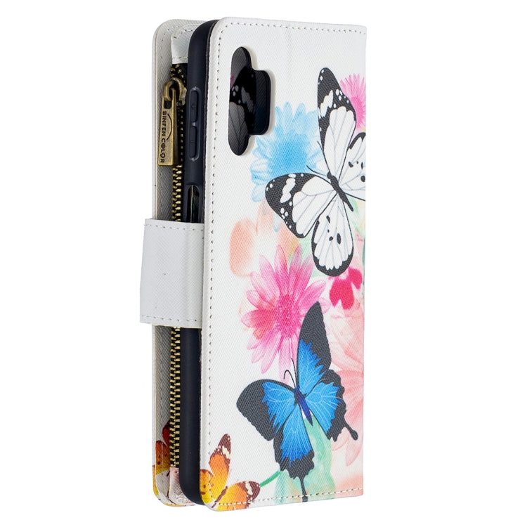 For Samsung Galaxy A32 5G Colored Drawing Pattern Zipper Horizontal Flip Leather Case with Holder & Card Slots & Wallet(Two Butterflies) by buy2fix