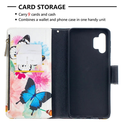 For Samsung Galaxy A32 5G Colored Drawing Pattern Zipper Horizontal Flip Leather Case with Holder & Card Slots & Wallet(Two Butterflies) by buy2fix
