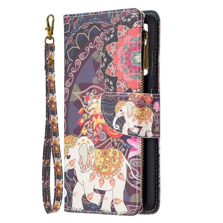 For Samsung Galaxy A52 5G / 4G Colored Drawing Pattern Zipper Horizontal Flip Leather Case with Holder & Card Slots & Wallet(Flower Elephants) by buy2fix