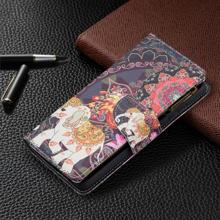 For Samsung Galaxy A52 5G / 4G Colored Drawing Pattern Zipper Horizontal Flip Leather Case with Holder & Card Slots & Wallet(Flower Elephants) by buy2fix