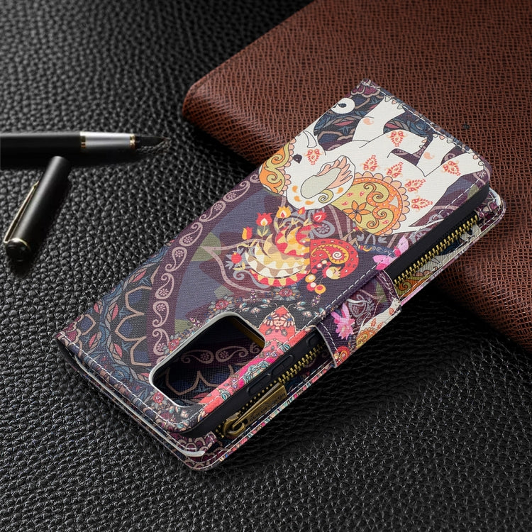 For Samsung Galaxy A52 5G / 4G Colored Drawing Pattern Zipper Horizontal Flip Leather Case with Holder & Card Slots & Wallet(Flower Elephants) by buy2fix
