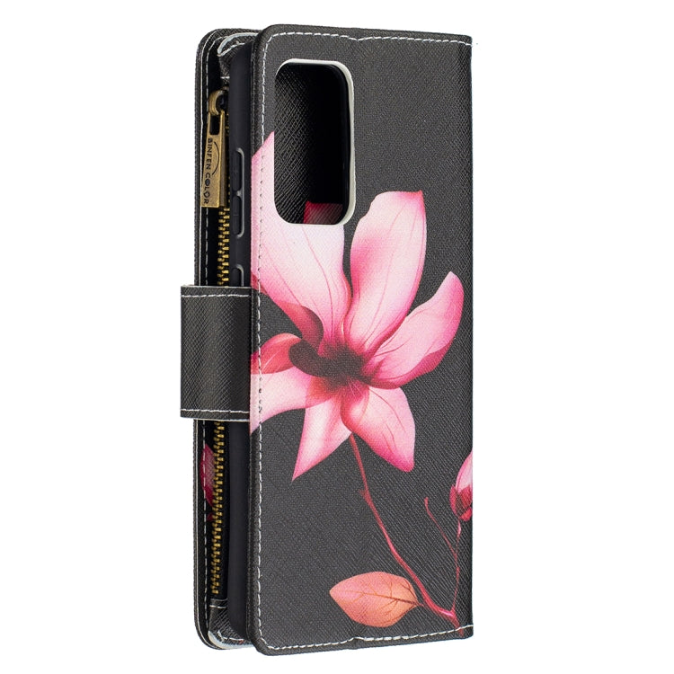 For Samsung Galaxy A52 5G / 4G Colored Drawing Pattern Zipper Horizontal Flip Leather Case with Holder & Card Slots & Wallet(Lotus) - Galaxy Phone Cases by buy2fix | Online Shopping UK | buy2fix