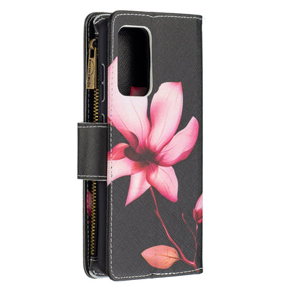 For Samsung Galaxy A52 5G / 4G Colored Drawing Pattern Zipper Horizontal Flip Leather Case with Holder & Card Slots & Wallet(Lotus) - Galaxy Phone Cases by buy2fix | Online Shopping UK | buy2fix