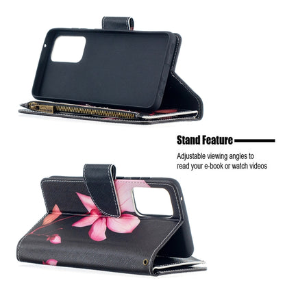 For Samsung Galaxy A52 5G / 4G Colored Drawing Pattern Zipper Horizontal Flip Leather Case with Holder & Card Slots & Wallet(Lotus) - Galaxy Phone Cases by buy2fix | Online Shopping UK | buy2fix