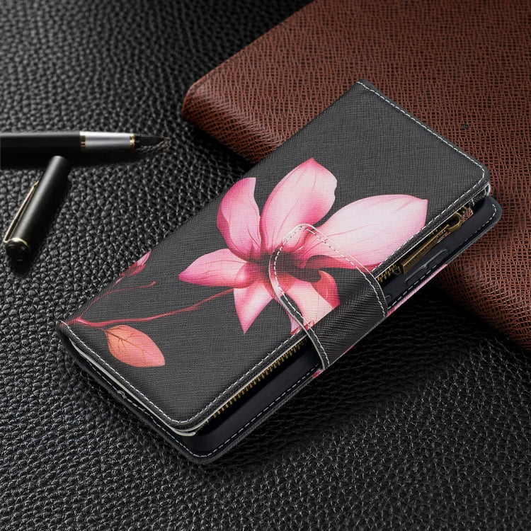 For Samsung Galaxy A52 5G / 4G Colored Drawing Pattern Zipper Horizontal Flip Leather Case with Holder & Card Slots & Wallet(Lotus) - Galaxy Phone Cases by buy2fix | Online Shopping UK | buy2fix