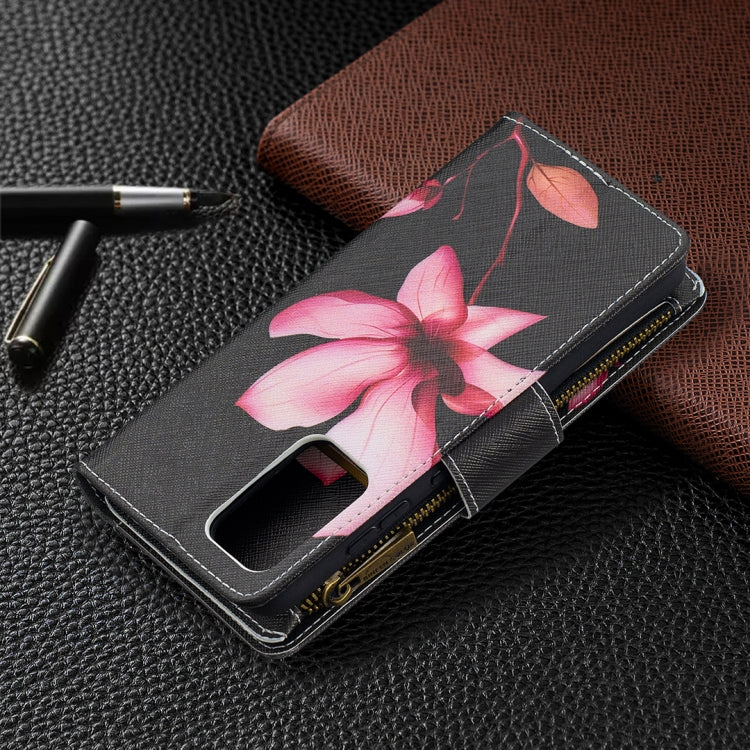 For Samsung Galaxy A52 5G / 4G Colored Drawing Pattern Zipper Horizontal Flip Leather Case with Holder & Card Slots & Wallet(Lotus) - Galaxy Phone Cases by buy2fix | Online Shopping UK | buy2fix
