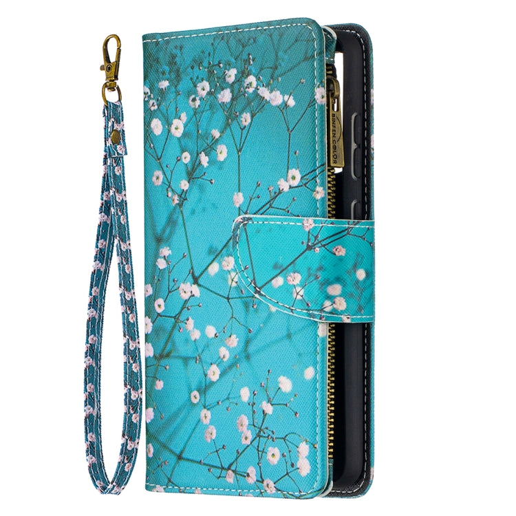 For Samsung Galaxy A52 5G / 4G Colored Drawing Pattern Zipper Horizontal Flip Leather Case with Holder & Card Slots & Wallet(Plum Blossom) by buy2fix