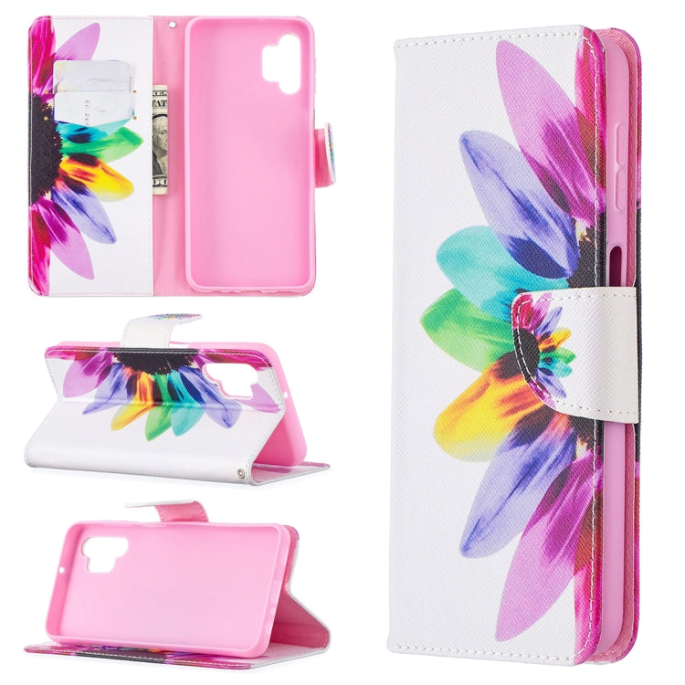 For Samsung Galaxy A32 5G Colored Drawing Pattern Horizontal Flip Leather Case with Holder & Card Slots & Wallet(Sun Flower) by buy2fix