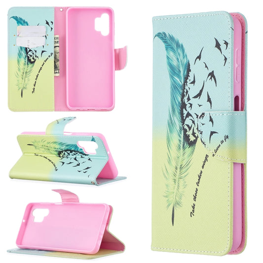 For Samsung Galaxy A32 5G Colored Drawing Pattern Horizontal Flip Leather Case with Holder & Card Slots & Wallet(Feather) by buy2fix