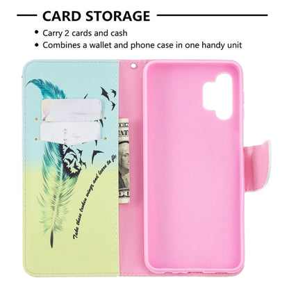 For Samsung Galaxy A32 5G Colored Drawing Pattern Horizontal Flip Leather Case with Holder & Card Slots & Wallet(Feather) by buy2fix