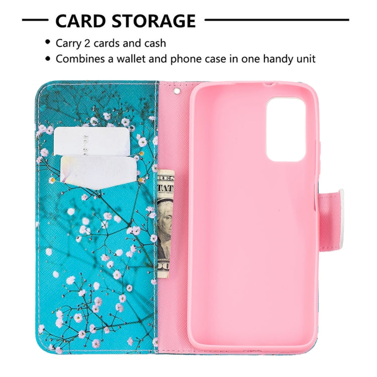 For Xiaomi Poco M3 Colored Drawing Pattern Horizontal Flip Leather Case with Holder & Card Slots & Wallet(Plum Blossom) by buy2fix