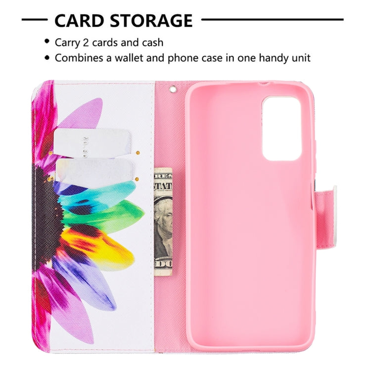 For Xiaomi Poco M3 Colored Drawing Pattern Horizontal Flip Leather Case with Holder & Card Slots & Wallet(Sun Flower) - Xiaomi Cases by buy2fix | Online Shopping UK | buy2fix