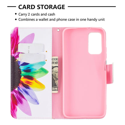 For Xiaomi Poco M3 Colored Drawing Pattern Horizontal Flip Leather Case with Holder & Card Slots & Wallet(Sun Flower) - Xiaomi Cases by buy2fix | Online Shopping UK | buy2fix