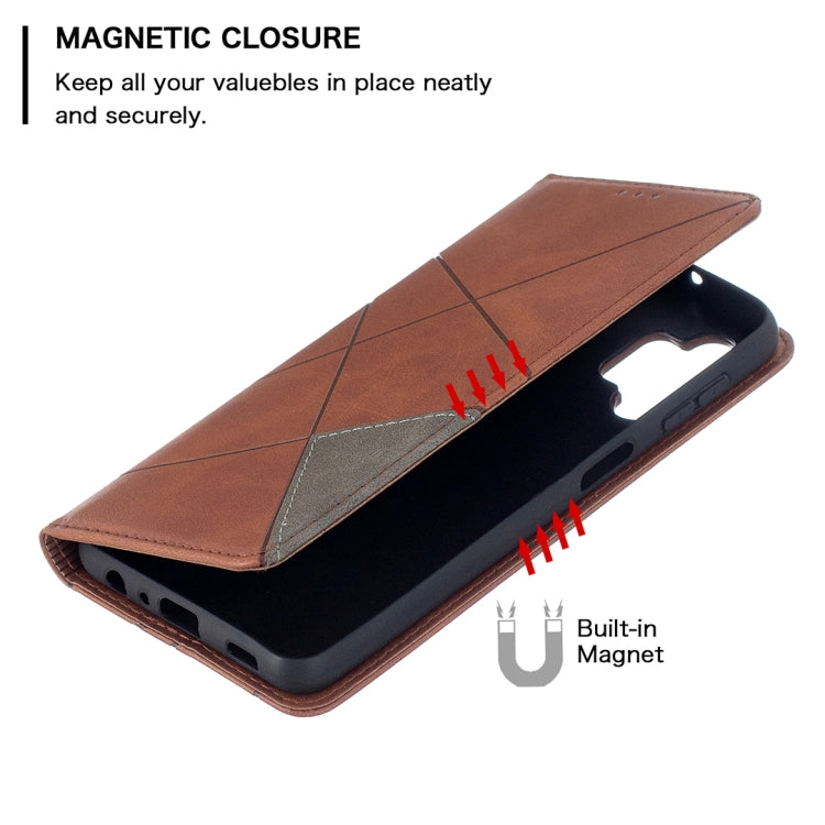For Samsung Galaxy A32 5G Prismatic Invisible Magnetic Horizontal Flip Leather Case with Holder & Card Slots & Photo Frame(Brown) by buy2fix