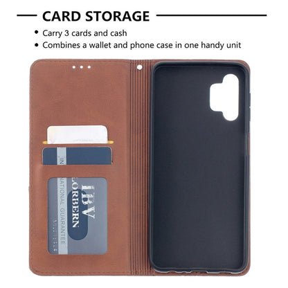 For Samsung Galaxy A32 5G Prismatic Invisible Magnetic Horizontal Flip Leather Case with Holder & Card Slots & Photo Frame(Brown) by buy2fix