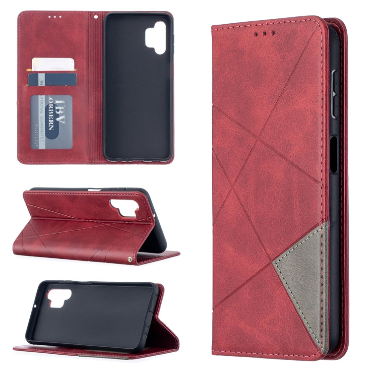For Samsung Galaxy A32 5G Prismatic Invisible Magnetic Horizontal Flip Leather Case with Holder & Card Slots & Photo Frame(Red) by buy2fix