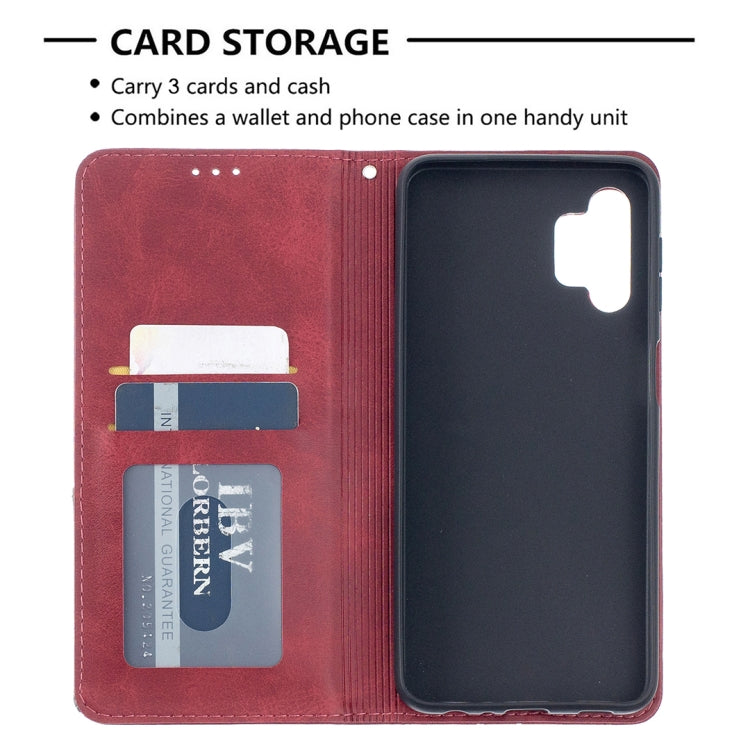 For Samsung Galaxy A32 5G Prismatic Invisible Magnetic Horizontal Flip Leather Case with Holder & Card Slots & Photo Frame(Red) by buy2fix