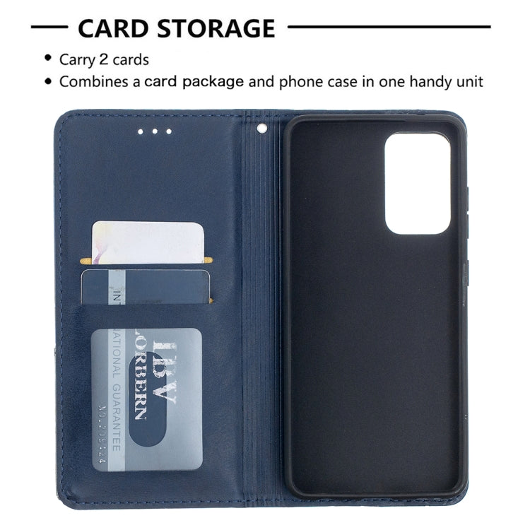 For Samsung Galaxy A52 5G / 4G Prismatic Invisible Magnetic Horizontal Flip Leather Case with Holder & Card Slots & Photo Frame(Blue) by buy2fix