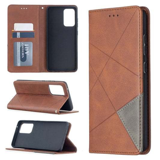 For Samsung Galaxy A52 5G / 4G Prismatic Invisible Magnetic Horizontal Flip Leather Case with Holder & Card Slots & Photo Frame(Brown) by buy2fix