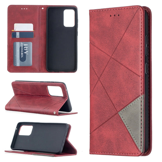 For Samsung Galaxy A52 5G / 4G Prismatic Invisible Magnetic Horizontal Flip Leather Case with Holder & Card Slots & Photo Frame(Red) by buy2fix