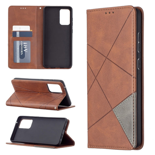 For Samsung Galaxy A72 5G / 4G Prismatic Invisible Magnetic Horizontal Flip Leather Case with Holder & Card Slots & Photo Frame(Brown) by buy2fix