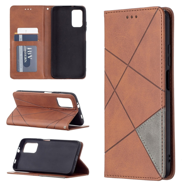 For Xiaomi Poco M3 Prismatic Invisible Magnetic Horizontal Flip Leather Case with Holder & Card Slots & Photo Frame(Brown) - Xiaomi Cases by buy2fix | Online Shopping UK | buy2fix
