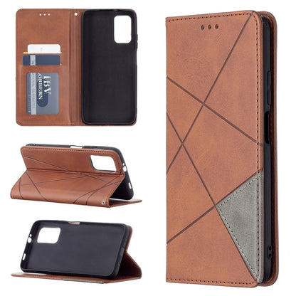 For Xiaomi Poco M3 Prismatic Invisible Magnetic Horizontal Flip Leather Case with Holder & Card Slots & Photo Frame(Brown) - Xiaomi Cases by buy2fix | Online Shopping UK | buy2fix