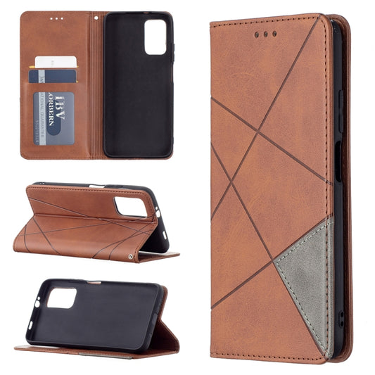 For Xiaomi Poco M3 Prismatic Invisible Magnetic Horizontal Flip Leather Case with Holder & Card Slots & Photo Frame(Brown) - Xiaomi Cases by buy2fix | Online Shopping UK | buy2fix