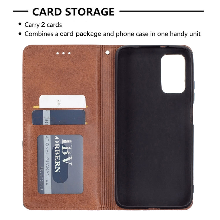 For Xiaomi Poco M3 Prismatic Invisible Magnetic Horizontal Flip Leather Case with Holder & Card Slots & Photo Frame(Brown) - Xiaomi Cases by buy2fix | Online Shopping UK | buy2fix