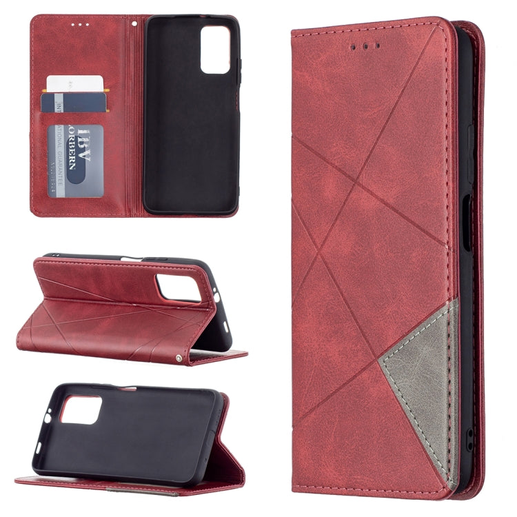For Xiaomi Poco M3 Prismatic Invisible Magnetic Horizontal Flip Leather Case with Holder & Card Slots & Photo Frame(Red) - Xiaomi Cases by buy2fix | Online Shopping UK | buy2fix