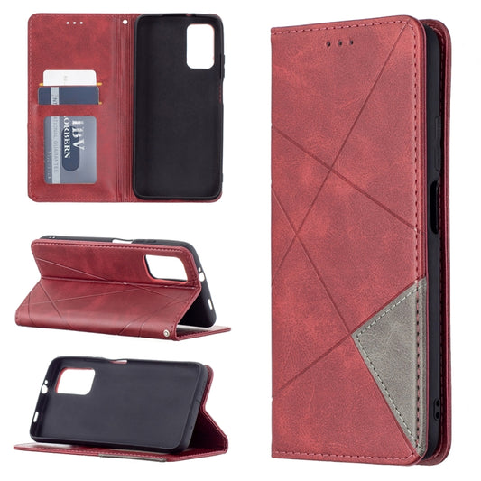 For Xiaomi Poco M3 Prismatic Invisible Magnetic Horizontal Flip Leather Case with Holder & Card Slots & Photo Frame(Red) - Xiaomi Cases by buy2fix | Online Shopping UK | buy2fix