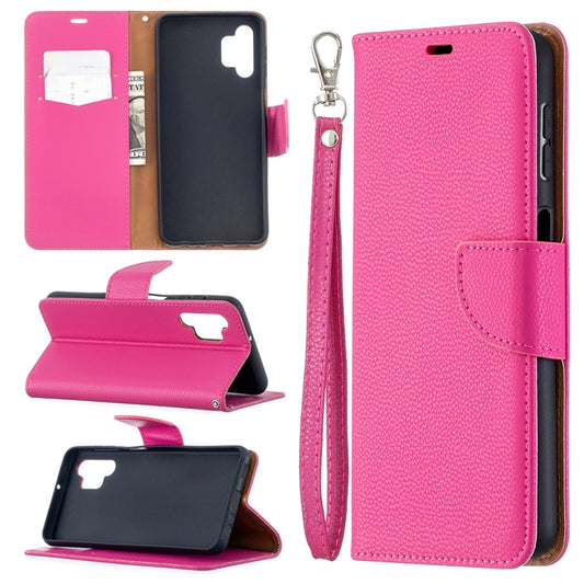 For Samsung Galaxy A32 5G Litchi Texture Pure Color Horizontal Flip PU Leather Case with Holder & Card Slots & Wallet & Lanyard(Rose Red) by buy2fix