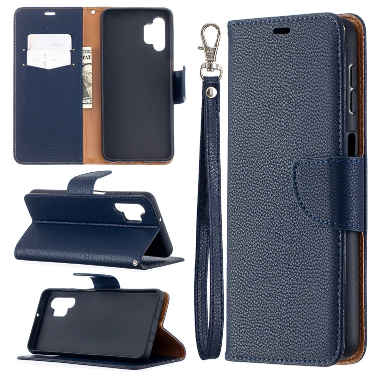 For Samsung Galaxy A32 5G Litchi Texture Pure Color Horizontal Flip PU Leather Case with Holder & Card Slots & Wallet & Lanyard(Dark Blue) by buy2fix