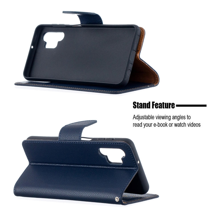 For Samsung Galaxy A32 5G Litchi Texture Pure Color Horizontal Flip PU Leather Case with Holder & Card Slots & Wallet & Lanyard(Dark Blue) by buy2fix