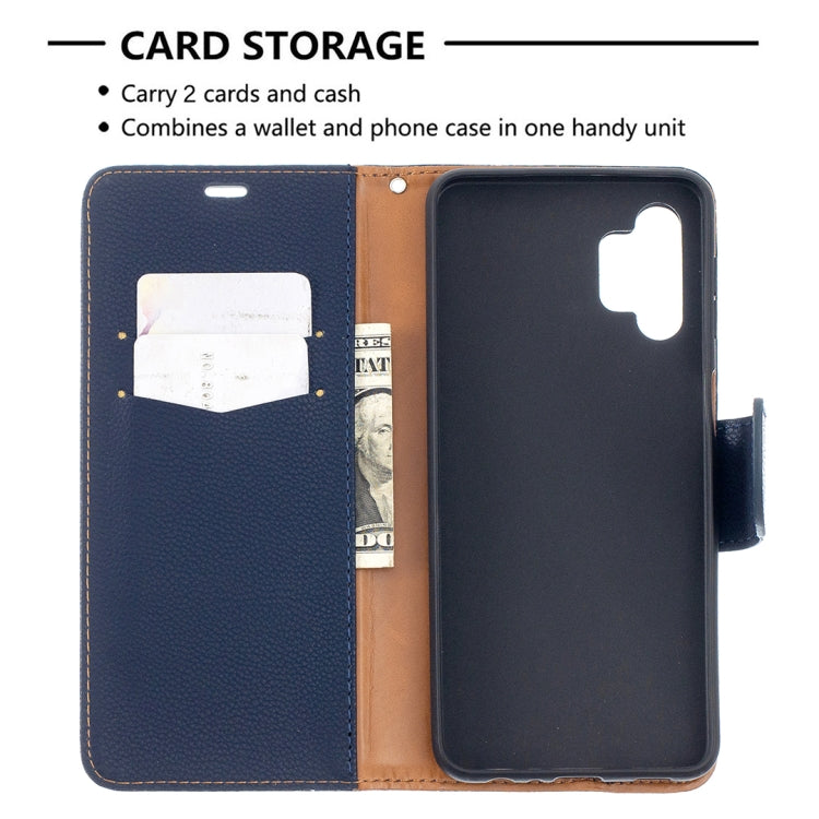 For Samsung Galaxy A32 5G Litchi Texture Pure Color Horizontal Flip PU Leather Case with Holder & Card Slots & Wallet & Lanyard(Dark Blue) by buy2fix