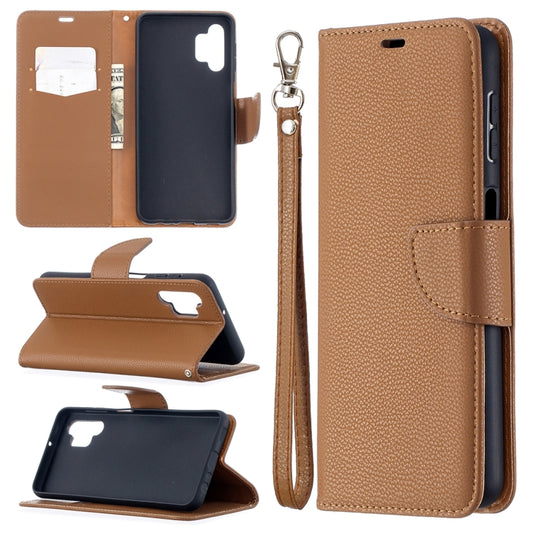 For Samsung Galaxy A32 5G Litchi Texture Pure Color Horizontal Flip PU Leather Case with Holder & Card Slots & Wallet & Lanyard(Brown) by buy2fix