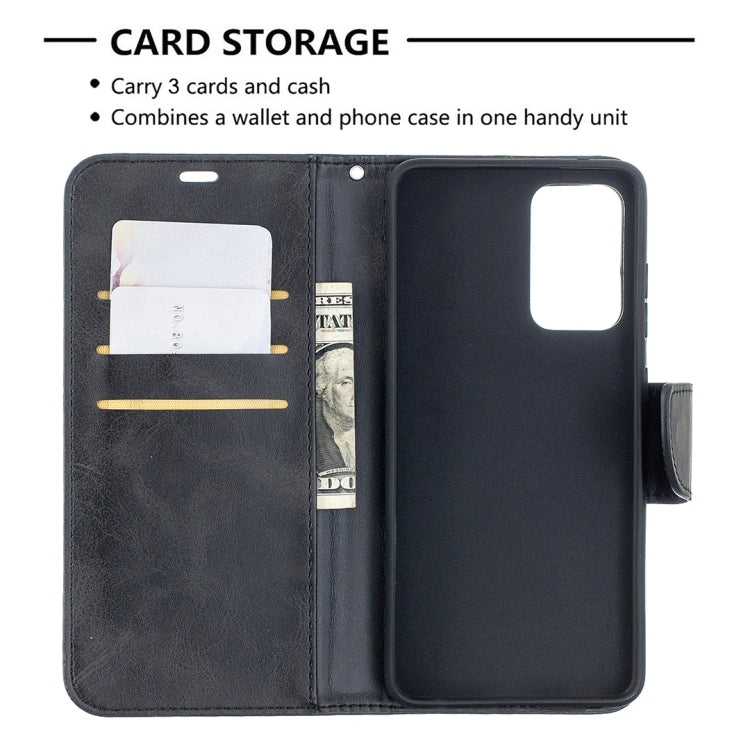 For Samsung Galaxy A52 5G Retro Lambskin Texture Pure Color Horizontal Flip PU Leather Case with Holder & Card Slots & Wallet & Lanyard(Black) by buy2fix