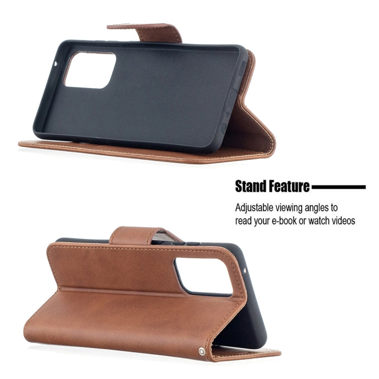 For Samsung Galaxy A52 5G Retro Lambskin Texture Pure Color Horizontal Flip PU Leather Case with Holder & Card Slots & Wallet & Lanyard(Brown) by buy2fix